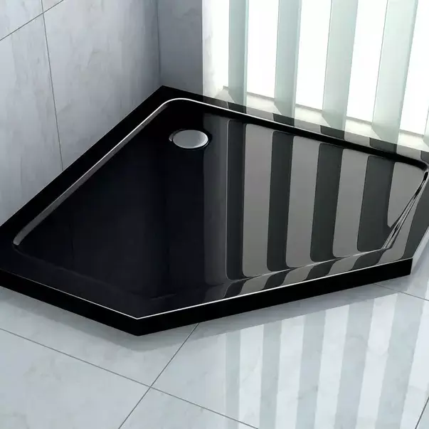 Cabina dus cu cadita pentagonala Rea Diamond cu usa batanta 90x90 negru [12]