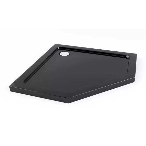 Cabina dus cu cadita pentagonala Rea Diamond cu usa batanta 90x90 negru [11]