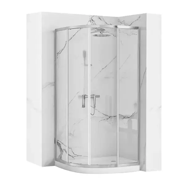 Cabina dus cu cadita semirotunda Rea Look cu doua usi culisante 80x80 crom lucios [2]