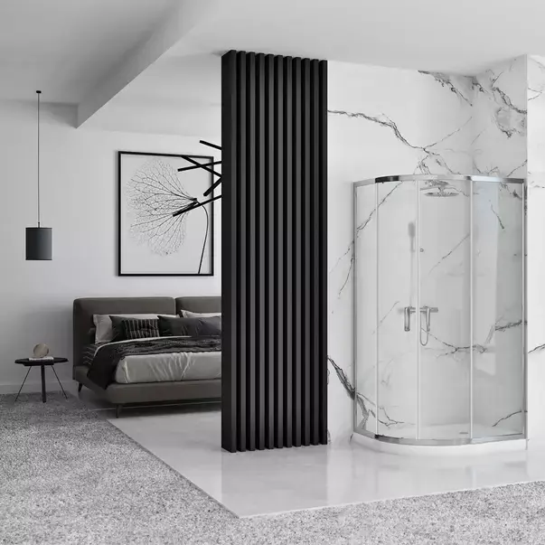 Cabina dus cu cadita semirotunda Rea Look cu doua usi culisante 80x80 crom lucios [1]