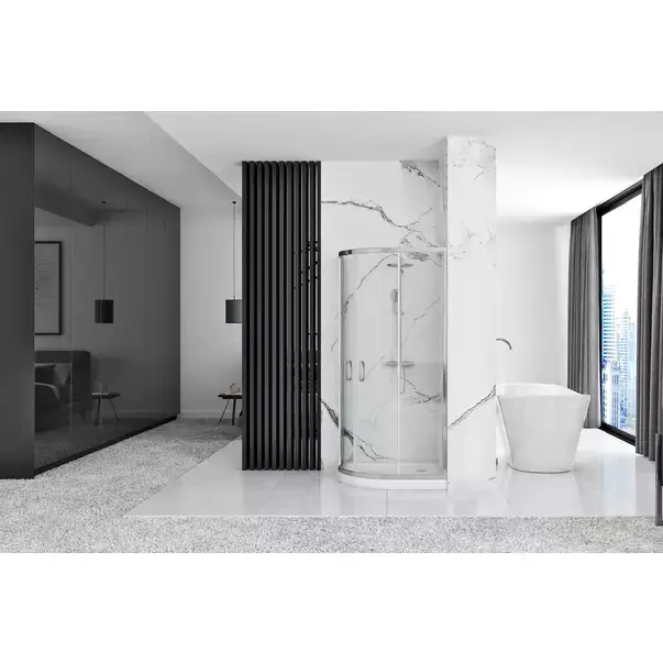 Cabina dus cu cadita semirotunda Rea Look cu doua usi culisante 80x80 crom lucios [3]