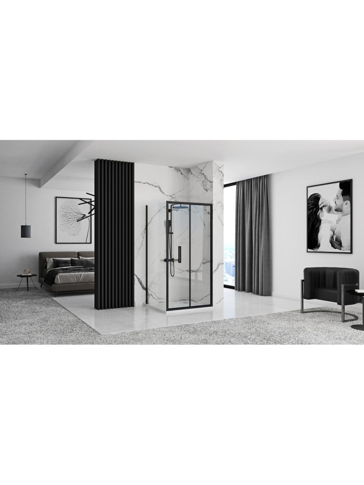 Cabina dus De colt Rapid Fold 80x90 cm negru [3]