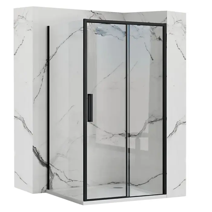 Cabina dus de colt Rapid Slide Negru 160x80cm, Rea [1]