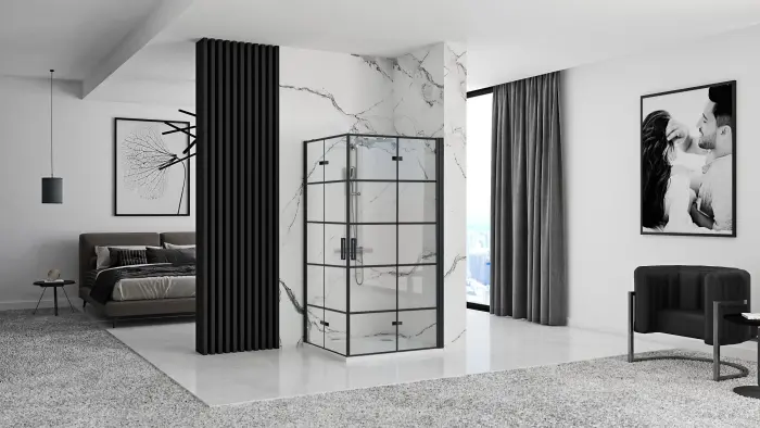 Cabina dus Molier Negru Dublu 110x110cm, Rea [2]