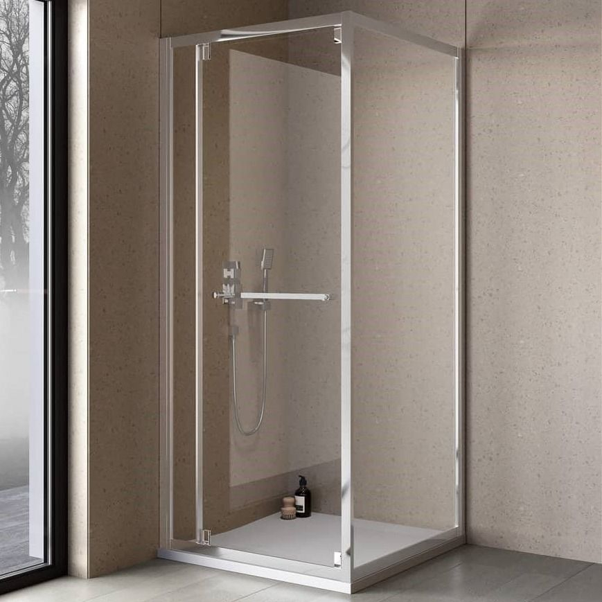 Cabina dus patrata cu usa glisanta rotativa KolpaSan Stellar DW 90x90 cm, crom lucios [1]