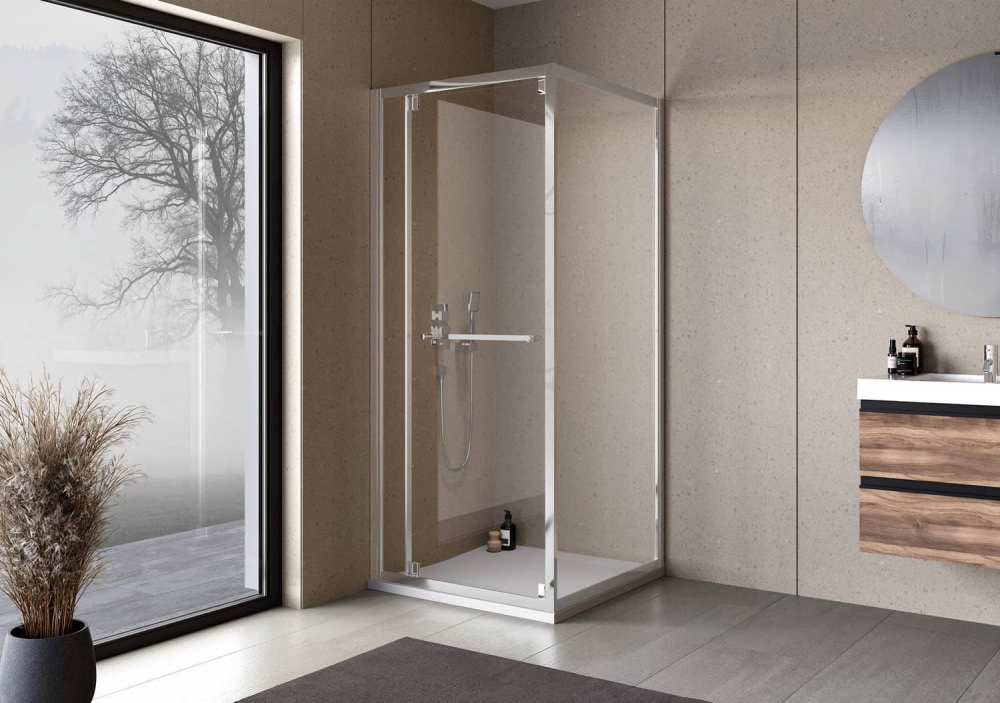 Cabina dus patrata cu usa glisanta rotativa KolpaSan Stellar DW 90x90 cm, crom lucios [7]