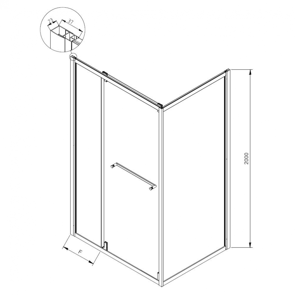 Cabina dus patrata cu usa glisanta rotativa KolpaSan Stellar DW 90x90 cm, crom lucios [9]