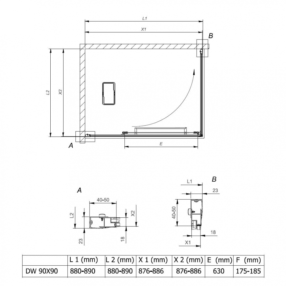 Cabina dus patrata cu usa glisanta rotativa KolpaSan Stellar DW 90x90 cm, crom lucios [8]