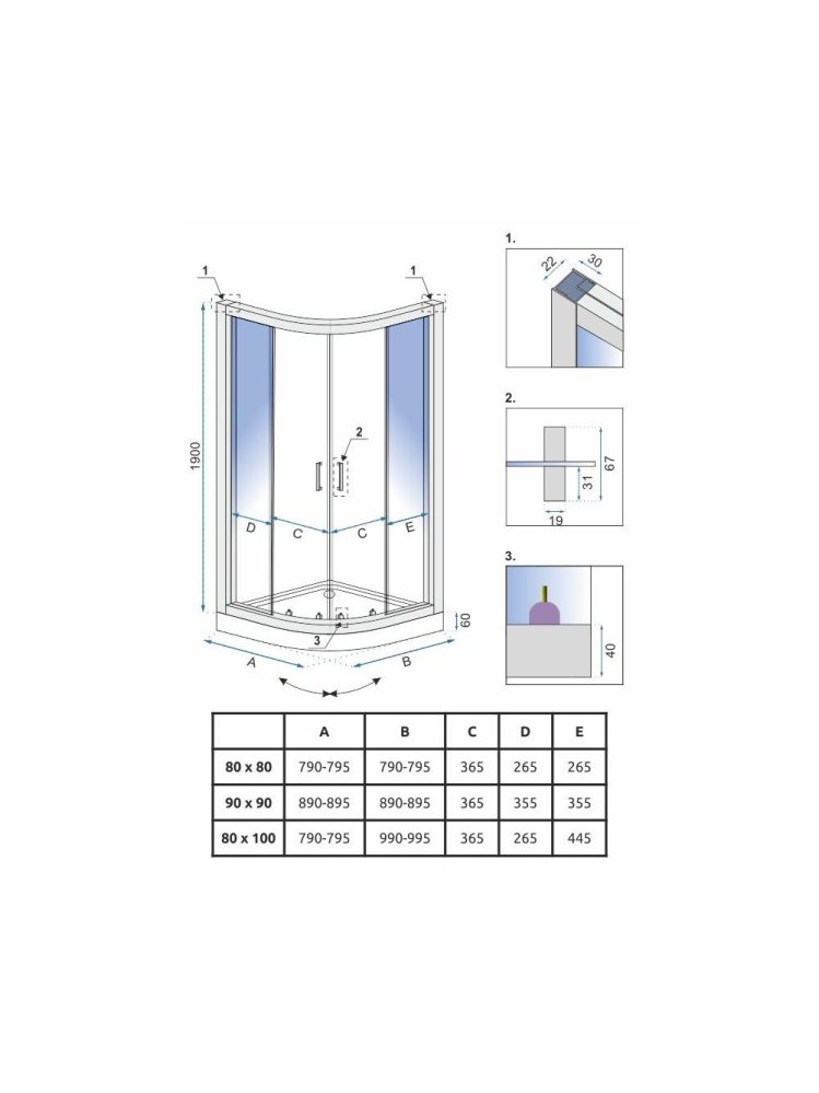 Cabina dus REA Look 80x80 cm crom [6]