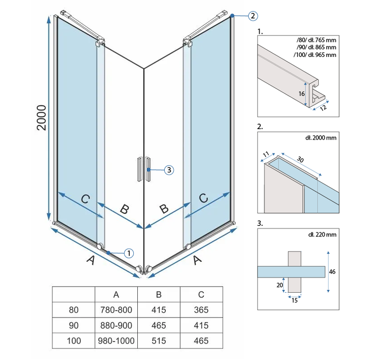 Cabina dus REA Montana Double 80x80 auriu periat  [7]