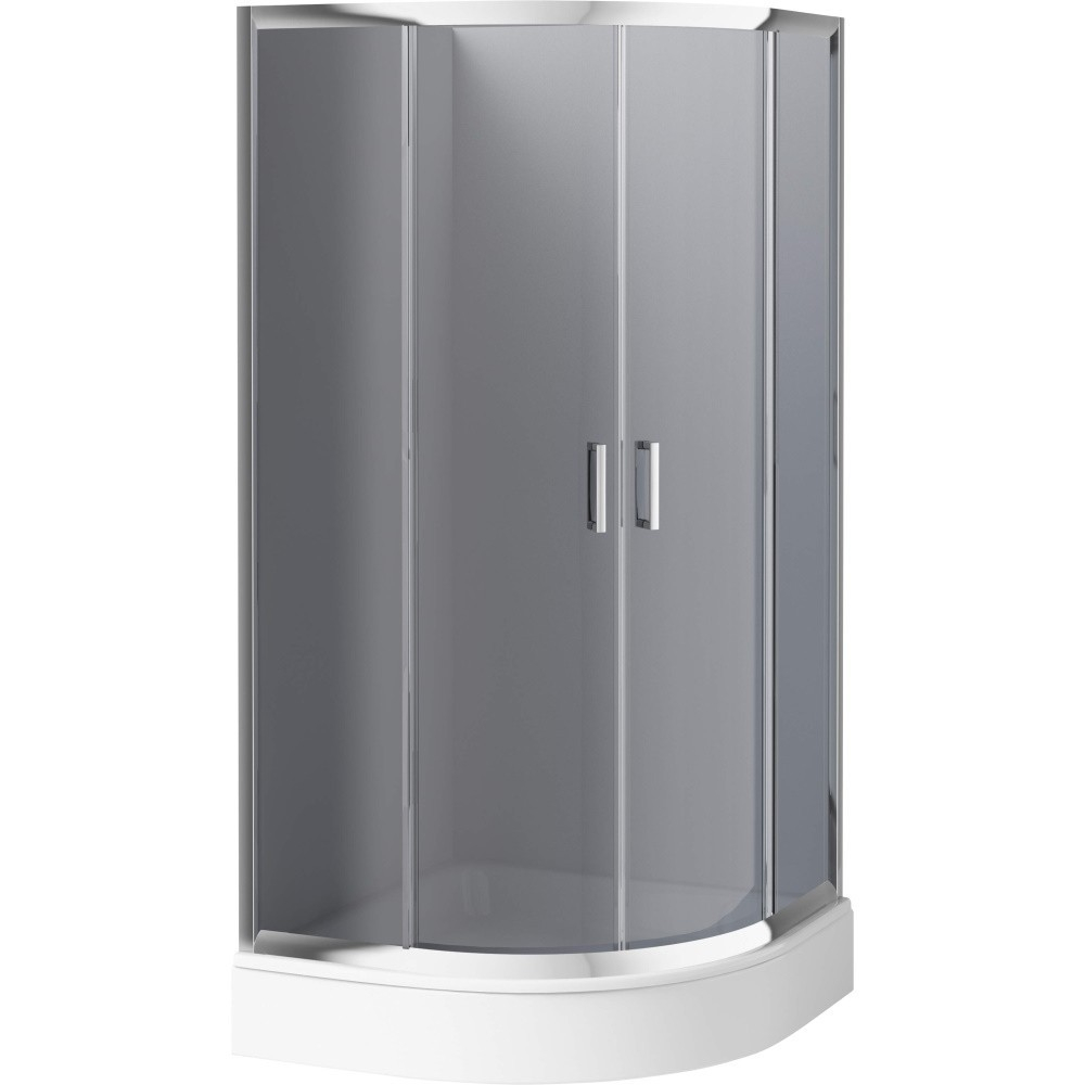 Cabina dus semirotunda cu usi glisante Deante Funkia 90x90xH170 cm, profil crom, geam gri [1]