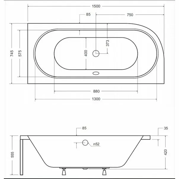 Cada asimetrica Besco Avita 150x75 cm dreapta [5]
