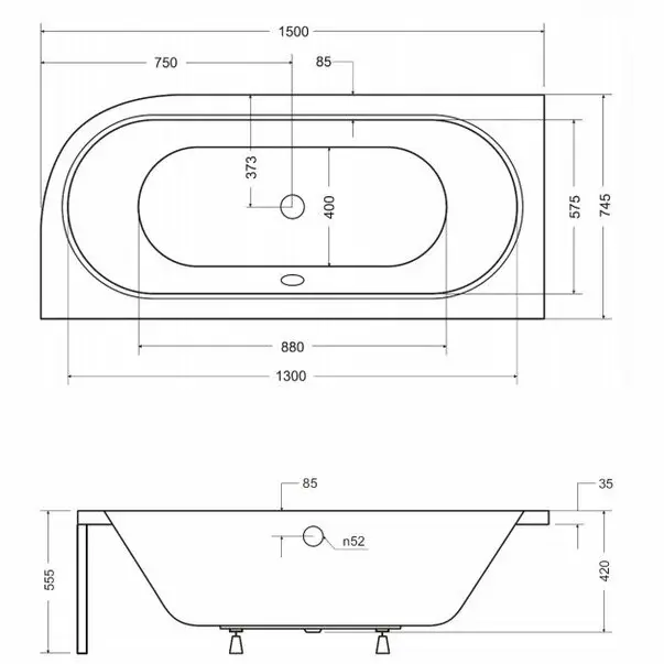 Cada asimetrica Besco Avita 150x75 cm stanga [4]