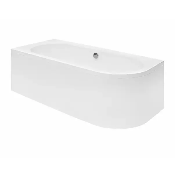 Cada asimetrica Besco Avita 160x75 cm alb lucios cu montaj stanga [1]