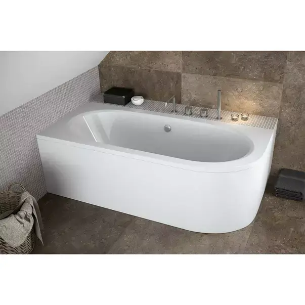 Cada asimetrica Besco Avita 180x80 cm alb lucios cu montaj stanga [5]
