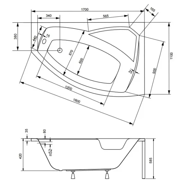Cada asimetrica Besco Rima 170x110 cm dreapta [4]