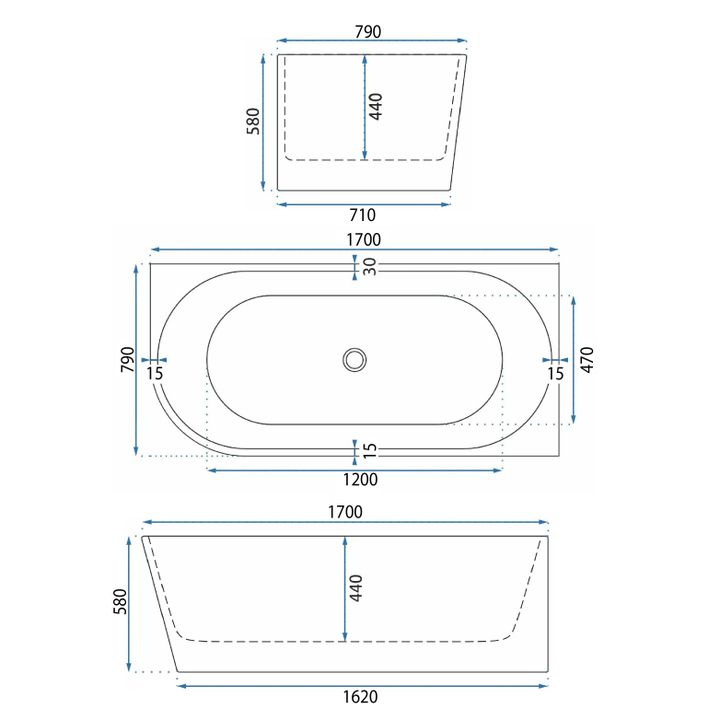 Cadă de colț acrilică Bellanto Slim 170 Dreapta [7]