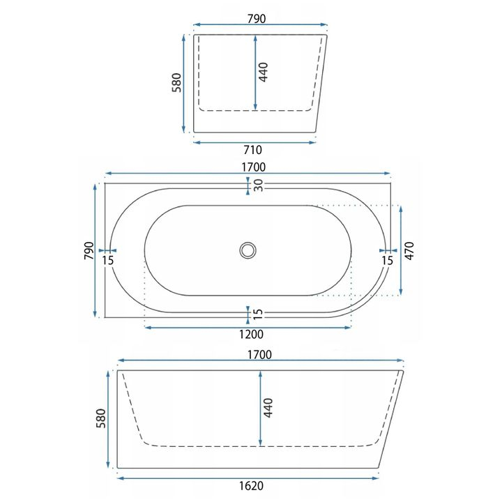 Cadă de colț acrilică Bellanto Slim 170 Stânga [7]