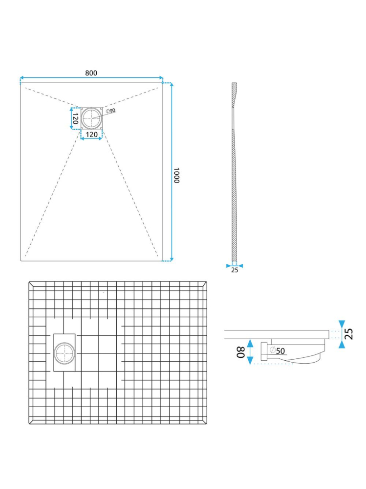 Cada de duș Magnum 100x80 cm negru [9]