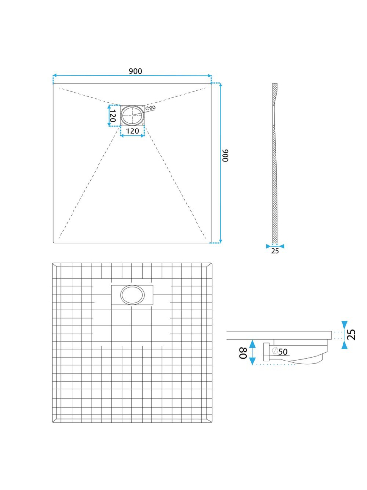 Cada de duș Magnum 90x90 cm negru [9]