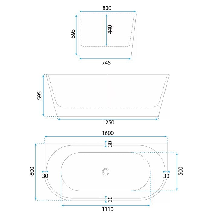 Cada din acril freestanding CAPRI 160cm [7]