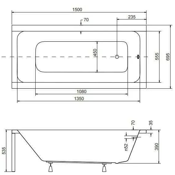 Cada dreptunghiulara Besco Modern 150x70 cm [4]