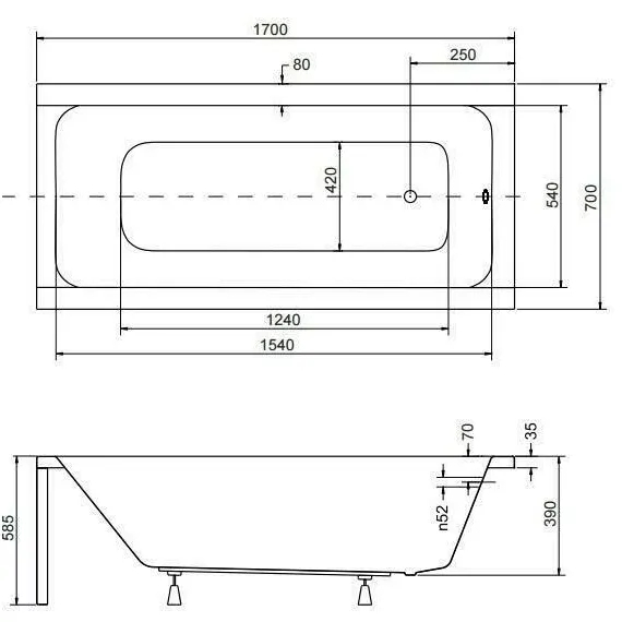 Cada dreptunghiulara Besco Modern 170x70 cm [2]