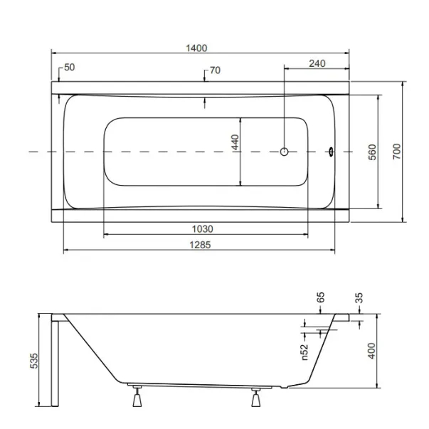 Cada dreptunghiulara Besco Optima 140x70 cm [2]