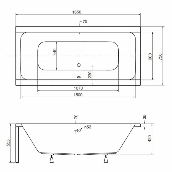 Cada dreptunghiulara Besco Quadro 165x75 cm [3]