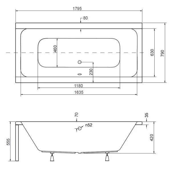 Cada dreptunghiulara Besco Quadro 180x80 cm [4]