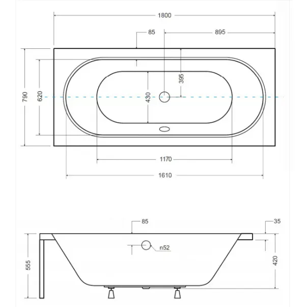 Cada dreptunghiulara Besco Vitae 180x80 cm [3]