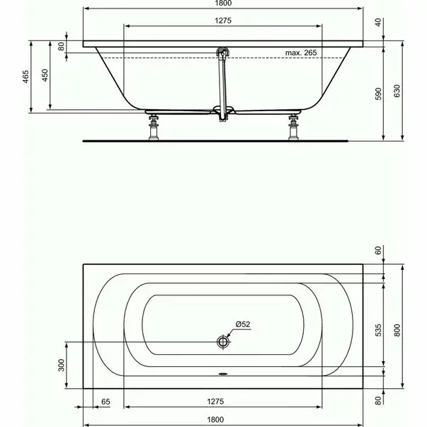 Cada dreptunghiulara Ideal Standard Hotline Duo 180x80 cm [4]