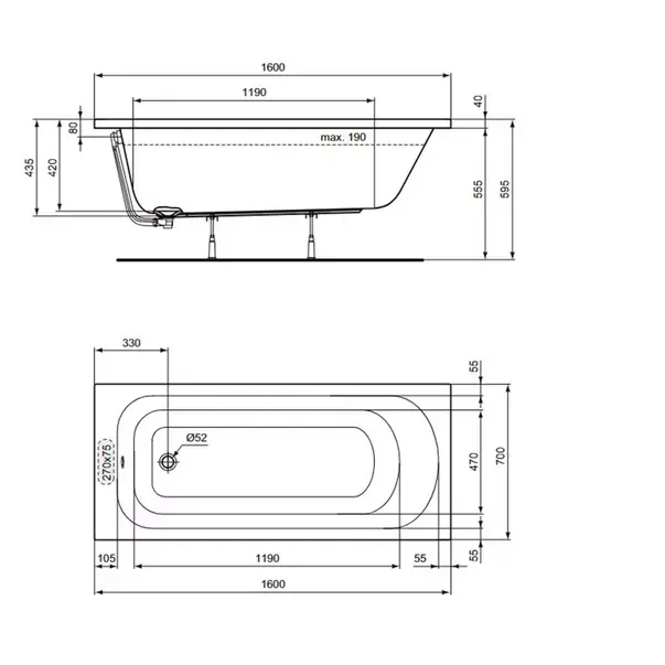 Cada dreptunghiulara Ideal Standard Simplicity 160x70 cm [3]