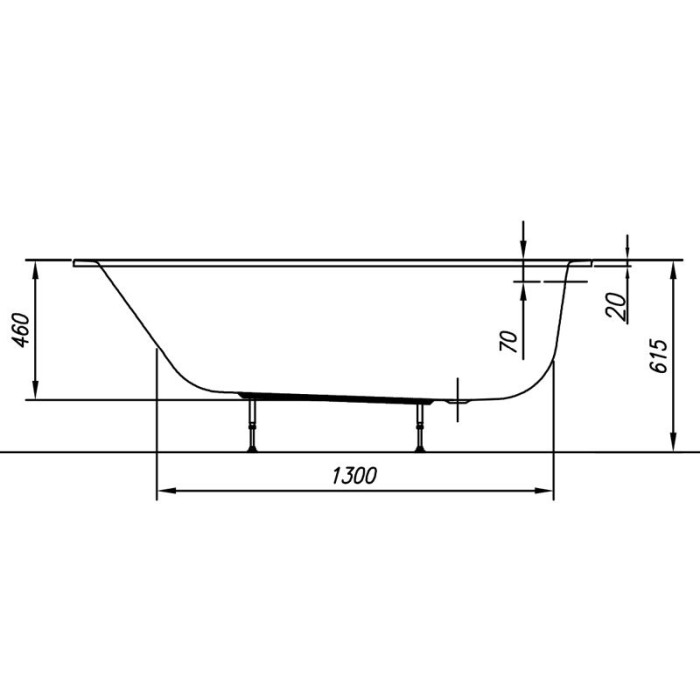 Cada dreptunghiulara slim, Kolpasan, Betty E2, 170 x 70 cm, alb [4]