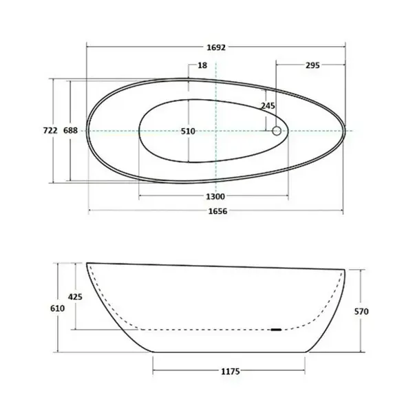 Cada freestanding Besco Goya 170x72 cm alb lucios [3]