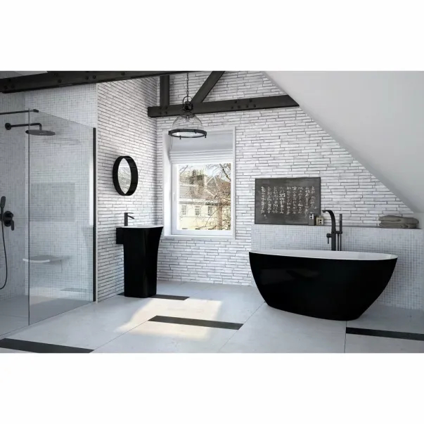 Cada freestanding Besco Goya alb-negru lucios 160x70 cm [3]
