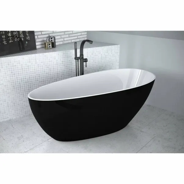 Cada freestanding Besco Goya alb-negru lucios 160x70 cm [2]