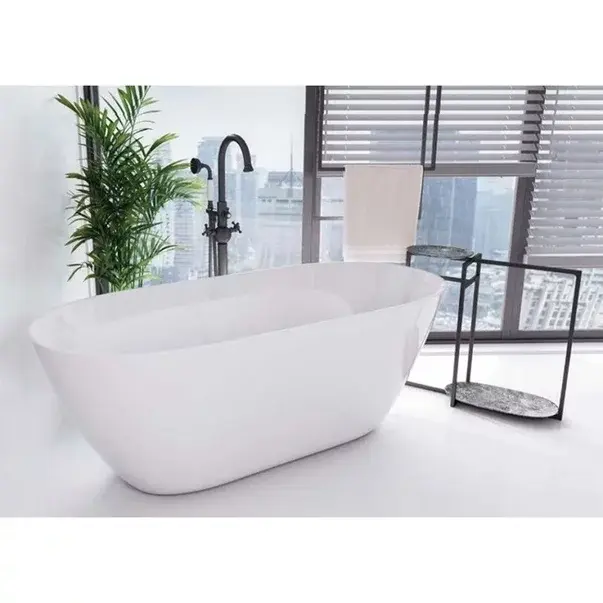 Cada freestanding Besco Moya 160x68 cm alb lucios [6]