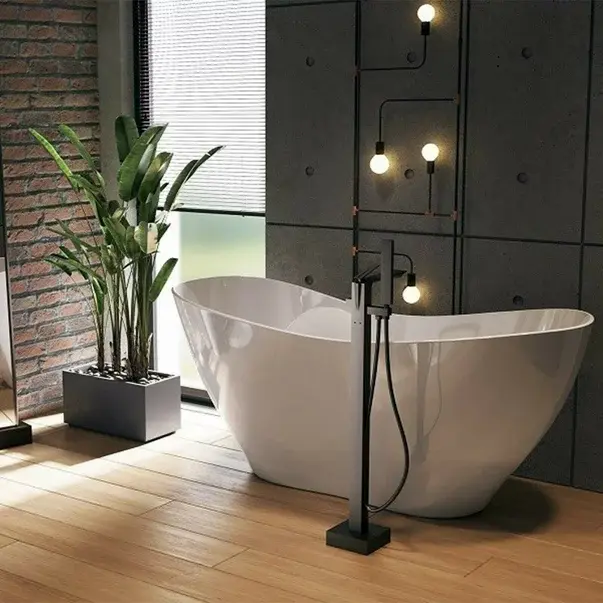 Cada freestanding Besco Viya 170x72 cm alb lucios [2]