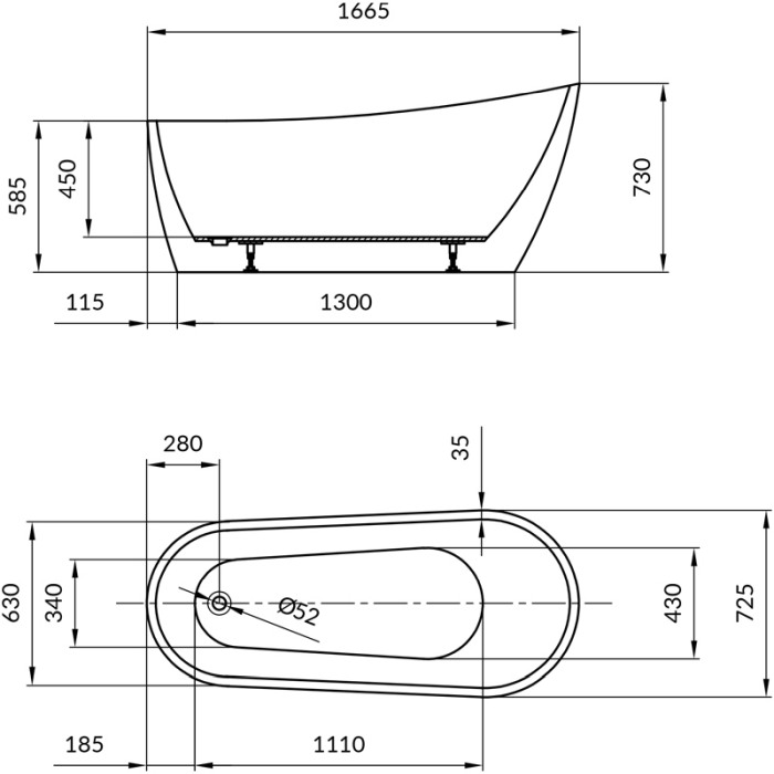 Cada freestanding, Cersanit, Zen 166.5, ovala, cu picioare, alb [3]