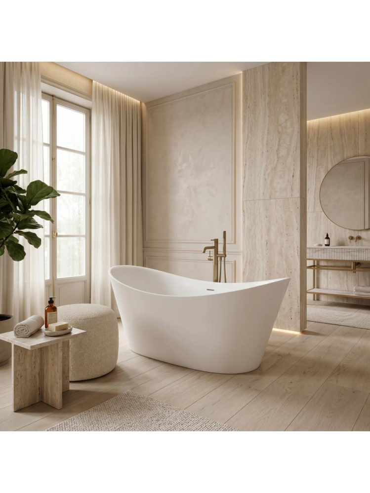 Cada de podea Rea Ferrano 170 alba acrilic freestanding 1705x725x650 mm [6]