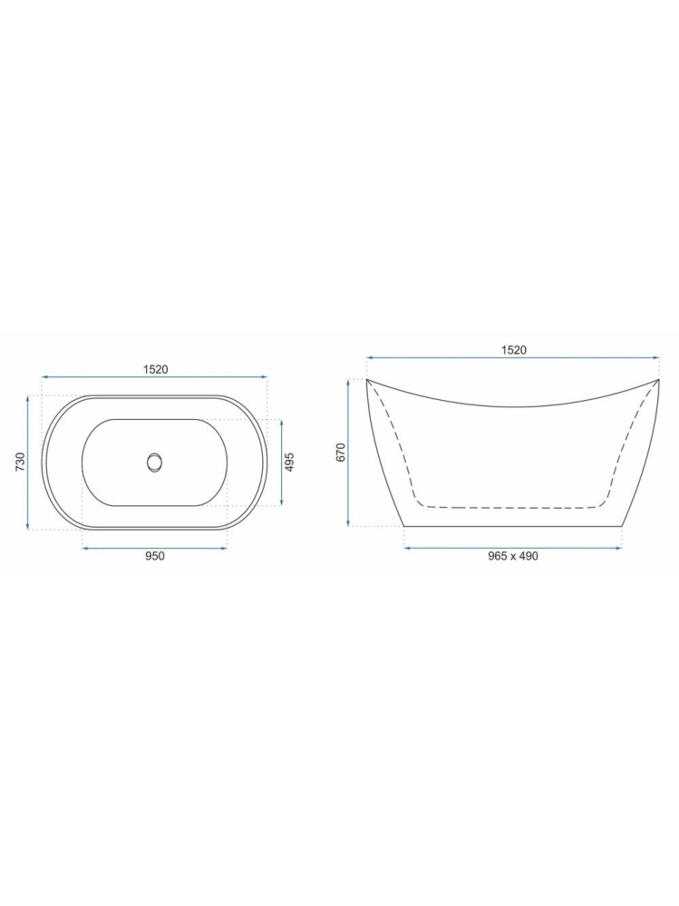 Cada freestanding cu ventil alb Rea Ferrano Slim 150 cm alb [10]