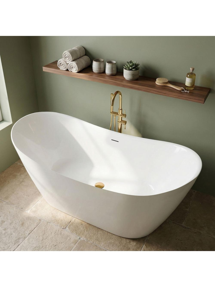 Cada freestanding cu ventil alb Rea Ferrano Slim 150 cm alb [4]