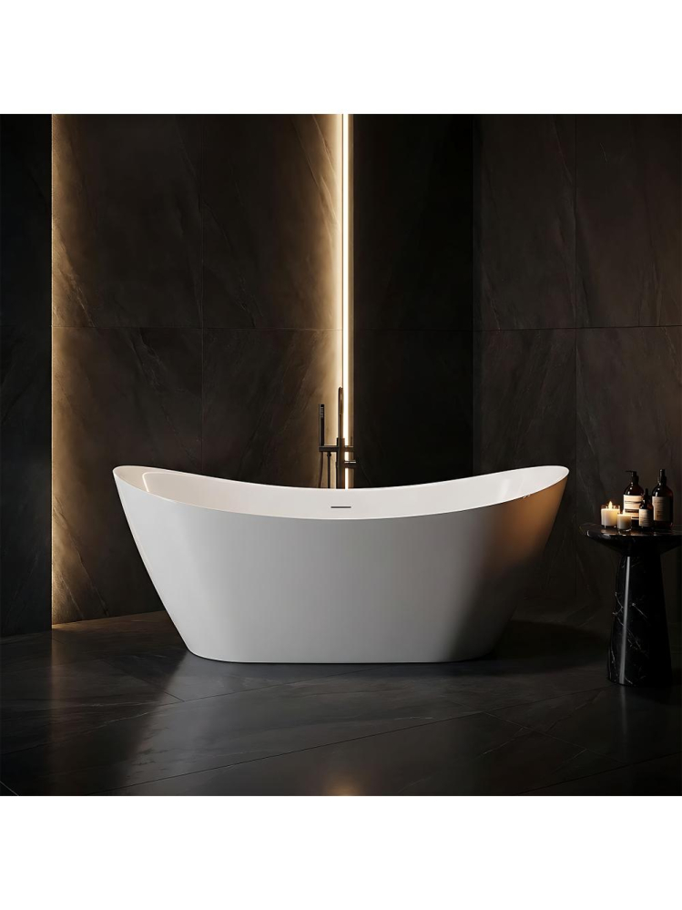 Cada freestanding cu ventil alb Rea Ferrano Slim 180 cm alb [4]