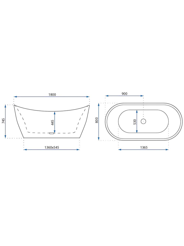 Cada freestanding cu ventil alb Rea Ferrano Slim 180 cm alb [10]
