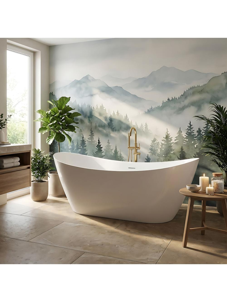 Cada freestanding cu ventil alb Rea Ferrano Slim 180 cm alb [2]