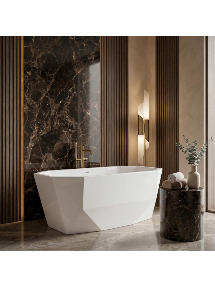 Cada freestanding Rea Diamanti 170x80 cm acrilic alb forma geometrica fatatata [5]