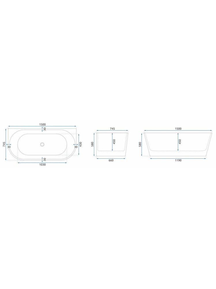Cada freestanding cu ventil cupru periat OLIMPIA 150 cm alb [11]