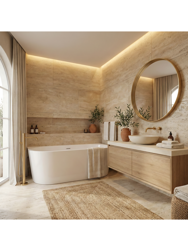 Cada freestanding cu ventil cupru periat OLIMPIA 150 cm alb [6]