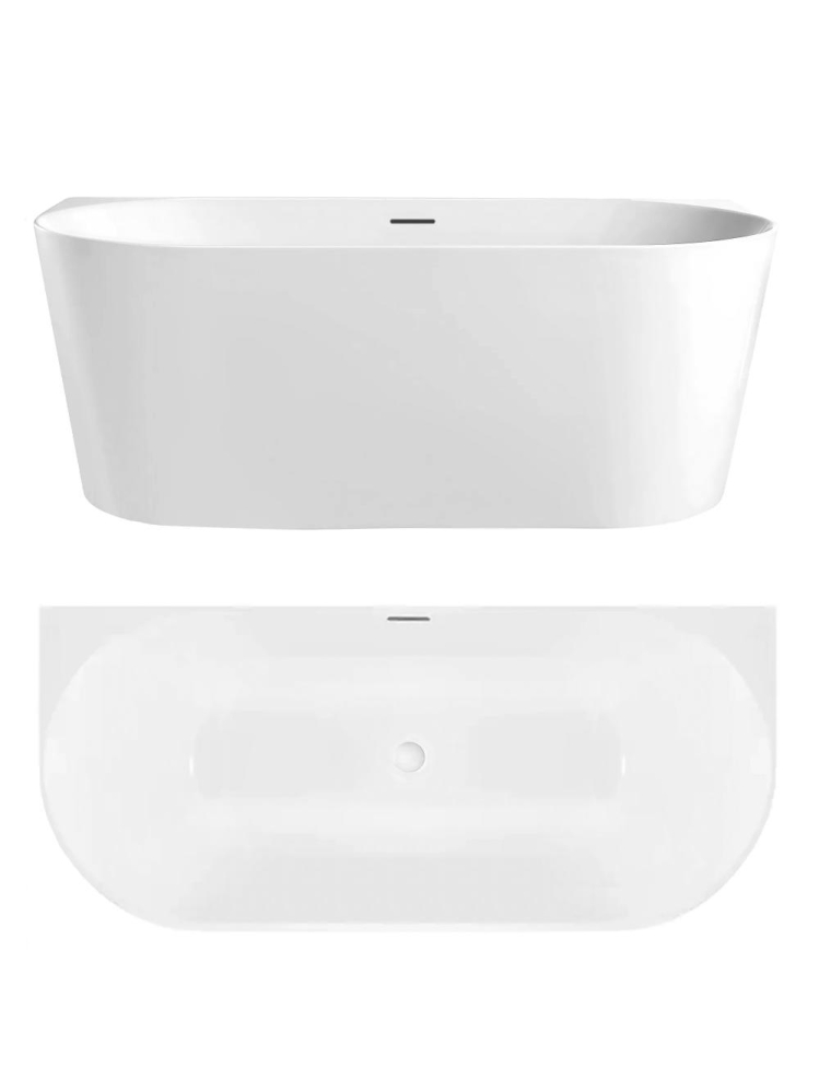 Cada freestanding cu ventil auriu periat Rea CAPRI SLIM 150 cm alb [8]